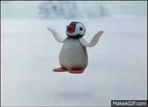 Penguin In The Snow Jumping For Joy GIF