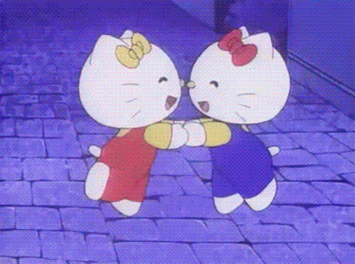 Hello Kitty And Sister Jumping For Joy GIF