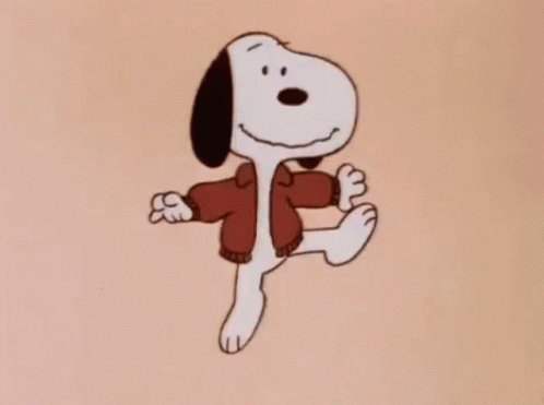 Snoopy In Sweater Jumping For Joy GIF