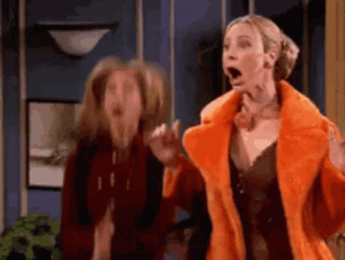 Jumping Friends Rachel Green And Phoebe Buffay Aplausos GIF