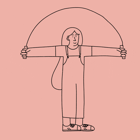 Jumping Rope Playing Girl Illustration Design GIF