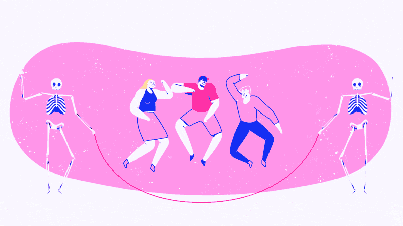 Jumping Rope Skeleton Engaging Art GIF