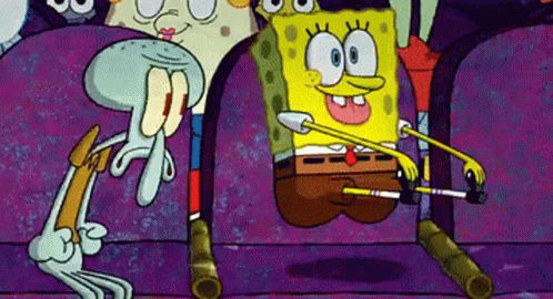 Jumping Spongebob And Squidward Sunday GIF