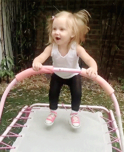 Jumping Trampoline Baby Girl GIF