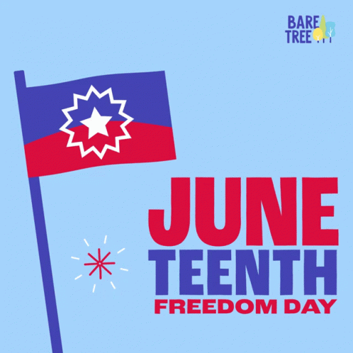 June Tenth Freedom Day Banner With Flag and Fireworks