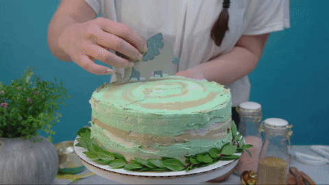 Jungle-themed Green Cake GIF