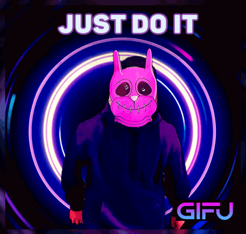 Just Do It Poster Person In Bunny Mask GIF