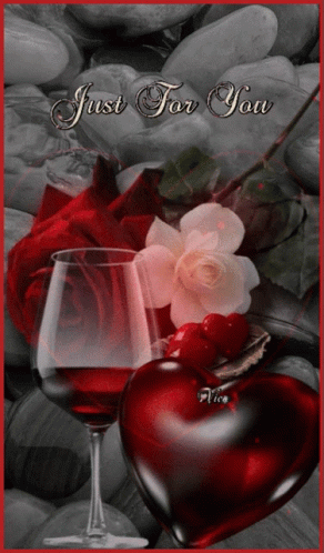 Just for You Card with Wine and Heart