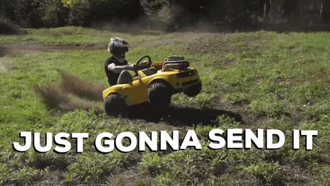 Just Gonna Send It Kid Riding A Toy Car GIF