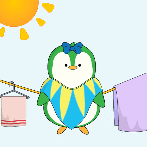 Just Hanging Cloths Around Penguin GIF