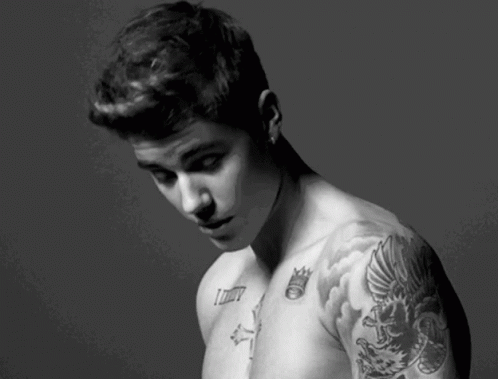 Justin Bieber And His Tattoo GIF