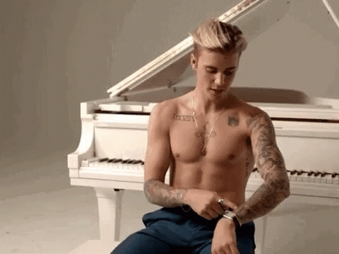 Justin Bieber And White Piano GIF