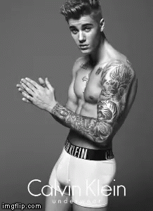 Justin Bieber Is Wearing Calvin Klein Underwear In This Black And White Photo GIF