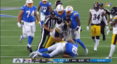 Justin Herbert Cam Heyward Punch GIF