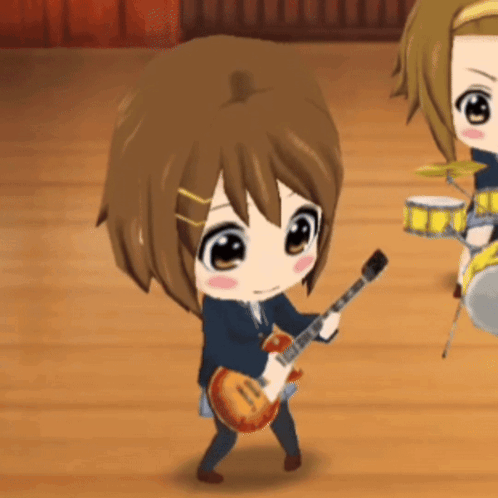 K-on Animated Yui Hirasawa Playing Guitar GIF