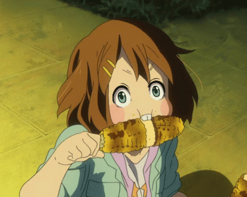 K-on Yui Hirasawa Eating Corn GIF