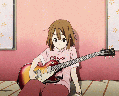 K-on Yui Hirasawa Playing With Guitar GIF