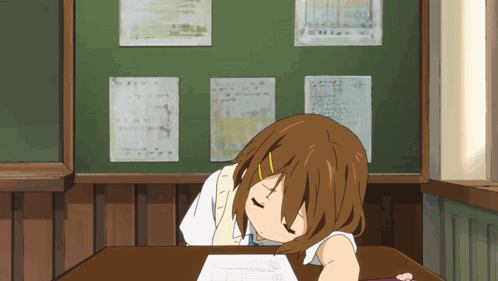K-on Yui Hirasawa Sleeping In Class GIF