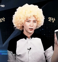K Pop Jung Taekwoon Wearing Blonde Afro GIF