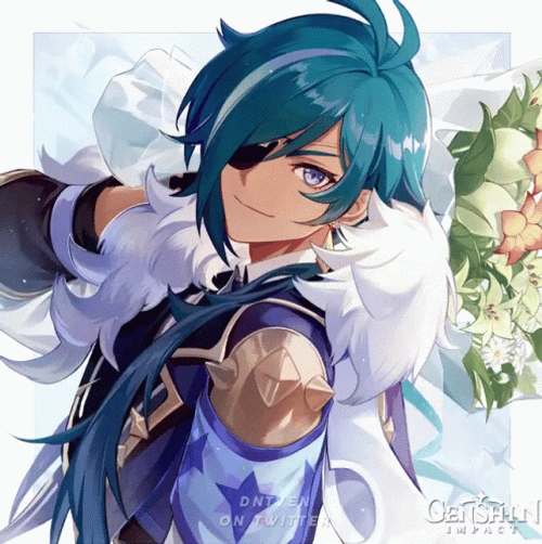 Kaeya Smiling And Blinking Half Body GIF