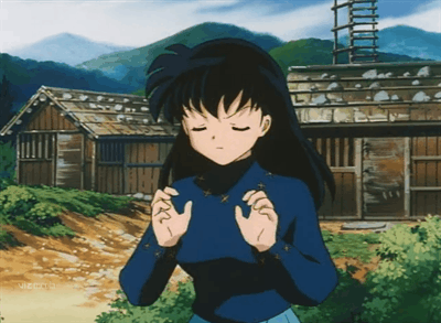 Kagome Pushing Inuyasha GIF