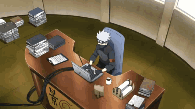 Kakashi On Desk GIF
