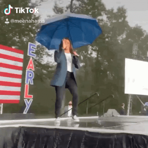 Kamala Harris Dancing In The Rain GIF