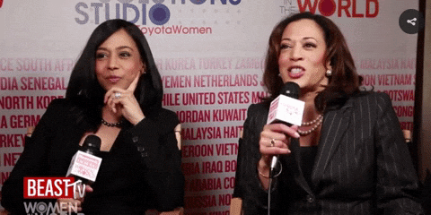 Kamala Laugh With The Host GIF