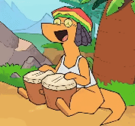 Kangaroo Wearing Rasta Hat