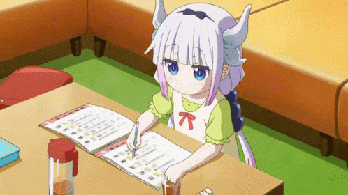 Kanna Kamui Spillling Her Drink To Her Paper GIF