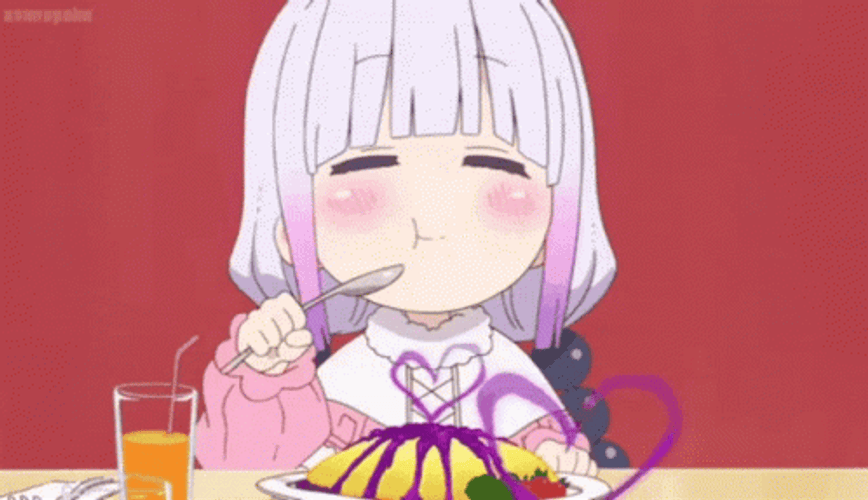 Kanna Kamui Happily Eating GIF
