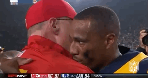 Kansas City Chiefs Andy Reid Hugging Marcus Peters GIF