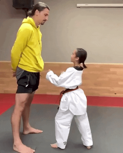 Karate Kid Kicks Giant Man GIF