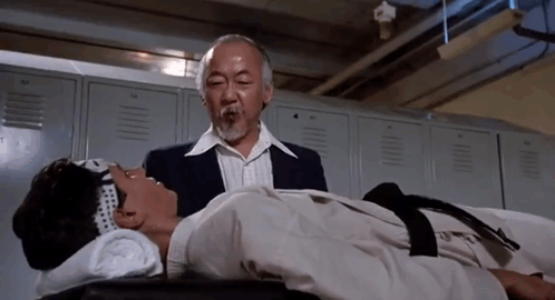 Karate Kid Miyagi Healing Scene GIF