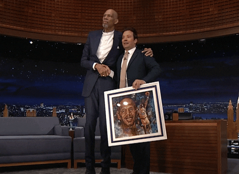 Kareem Abdul Jabbar And Jimmy Fallon GIF