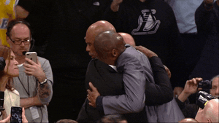 Kareem Abdul Jabbar Hugging Kobe Bryant GIF