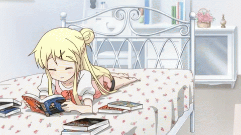 Karen Kujō At Bed Reading Book GIF