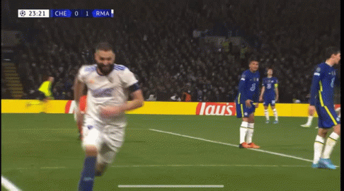Karim Benzema Knee Slide With Teammate GIF