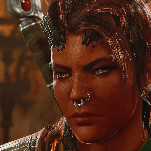 Karlach Nose Eyebrows Pierced GIF