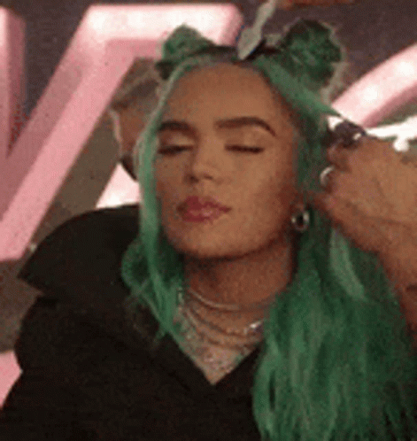 Karol G Green Hair GIF