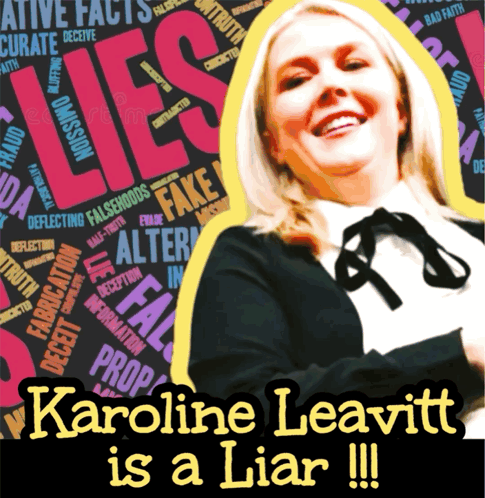 Karoline Leavitt Is A Liar Written On Poster With Woman GIF