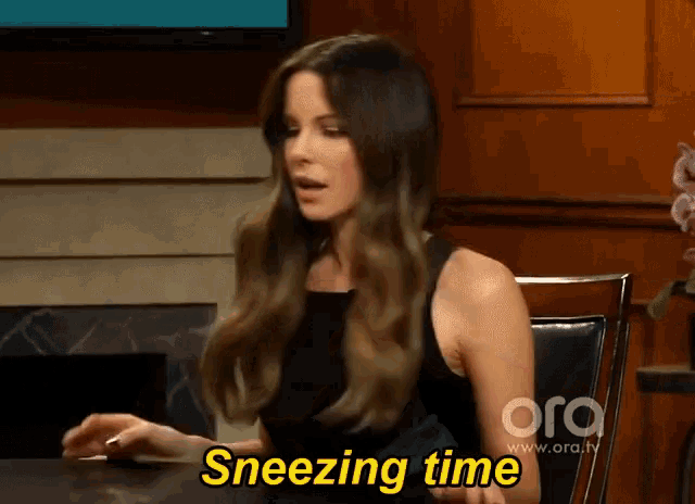 Kate Beckinsale Sneezing Time GIF