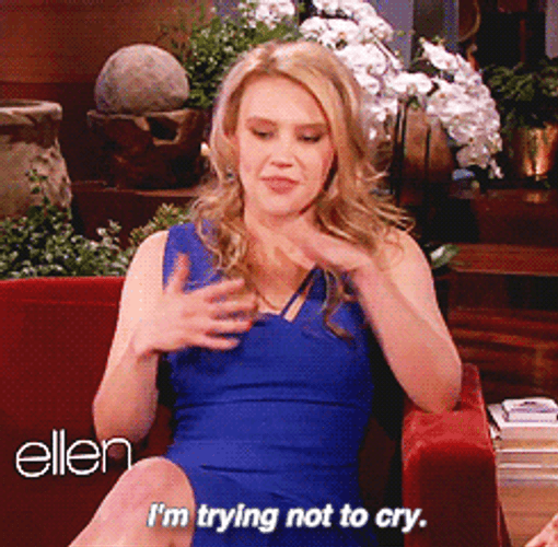 Kate Mckinnon Trying Not To Cry In Ellen GIF