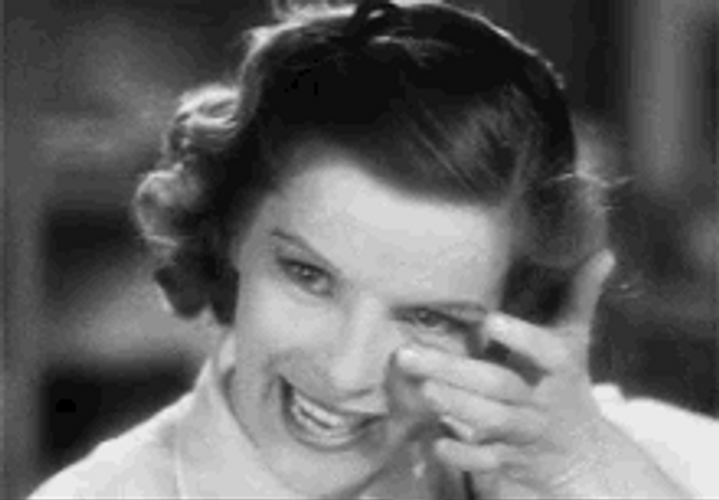 Katharine Hepburn Old Hollywood Wiping Tears Happy Cry GIF