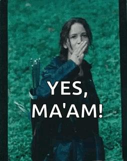 Katniss Everdeen Yes Maam Salute Meme GIF