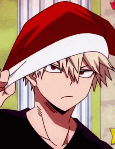 Katsuki Bakugo Taking Off Santa Hat GIF