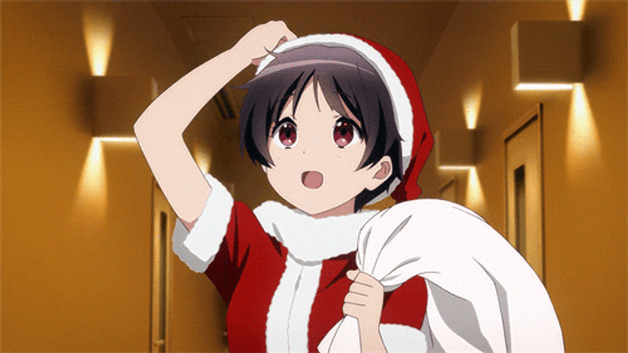Kawaii Christmas Anime Girl Confused GIF 