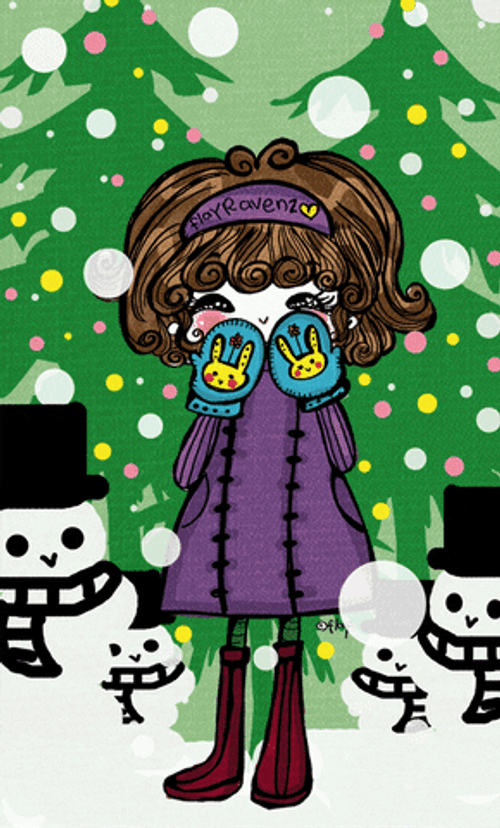 Kawaii Christmas Happy Cartoon Girl GIF