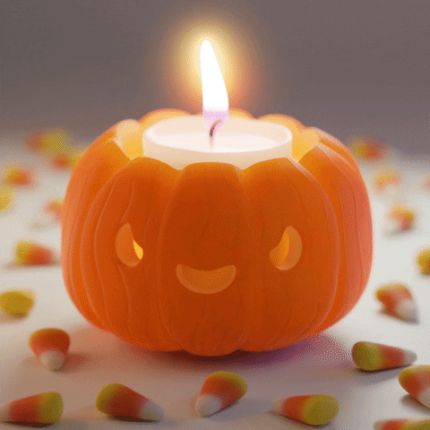 Kawaii Halloween Aesthetic Pumpkin Candle GIF