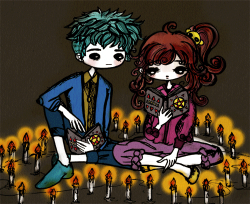 Kawaii Halloween Couple Candles Story GIF